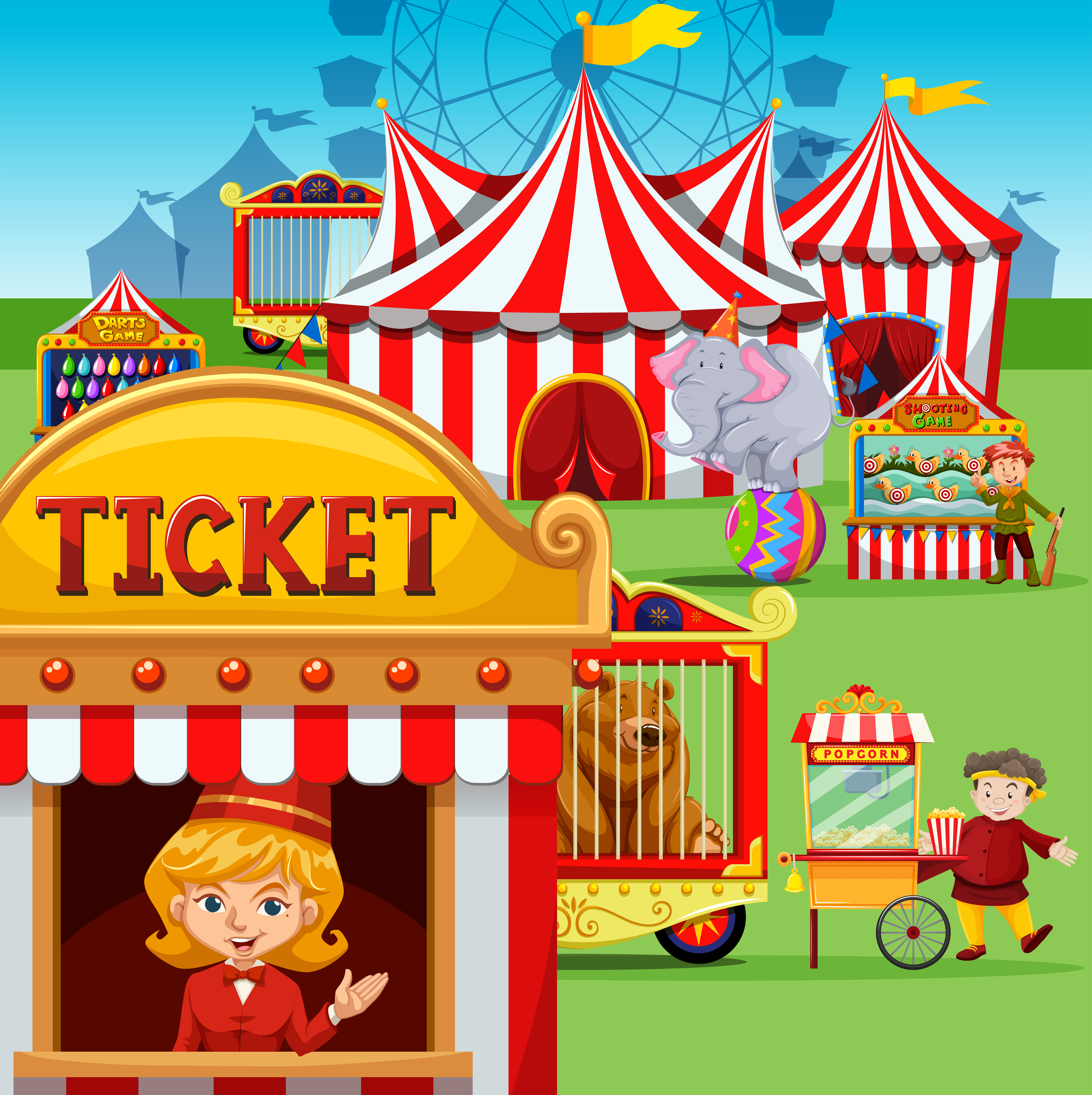 Ticket booth at the carnival 365856 Vector Art at Vecteezy