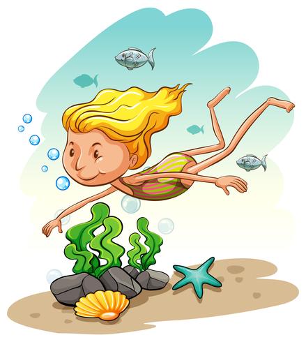 Girl enjoying underwater vector