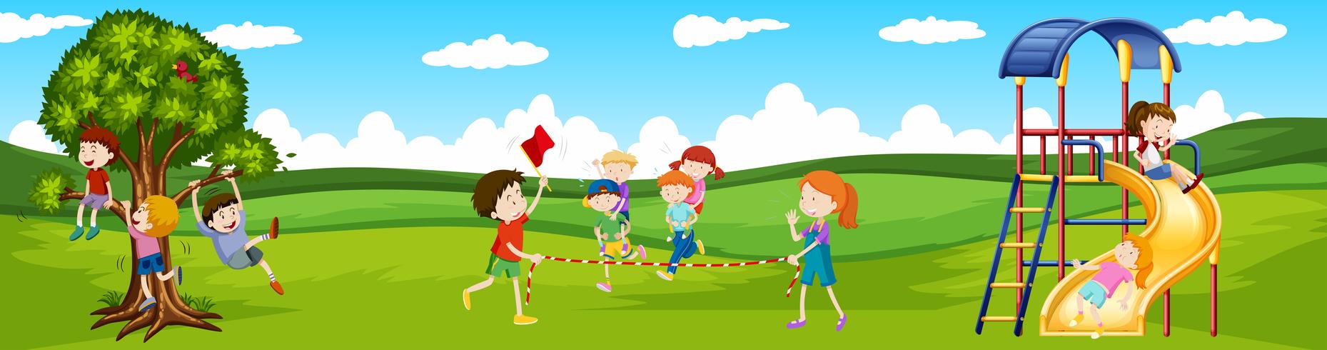 Children playing games in the park vector