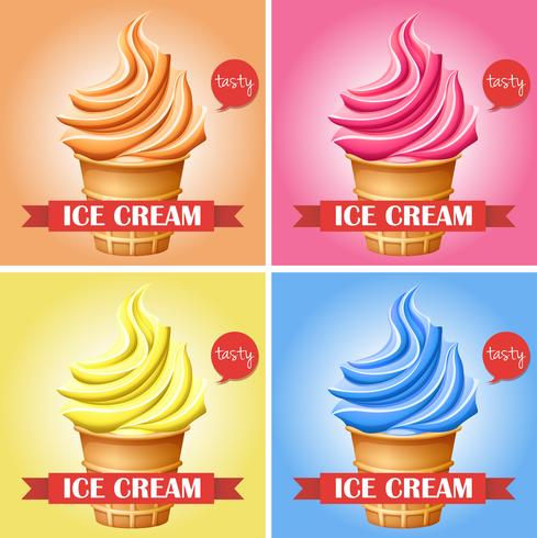 Ice creams in set of 4 vector