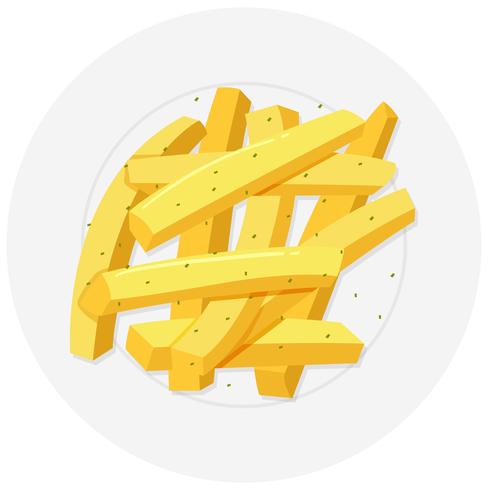 Frenchfries on round plate vector