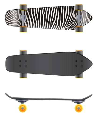 A top and side view of a skateboard vector