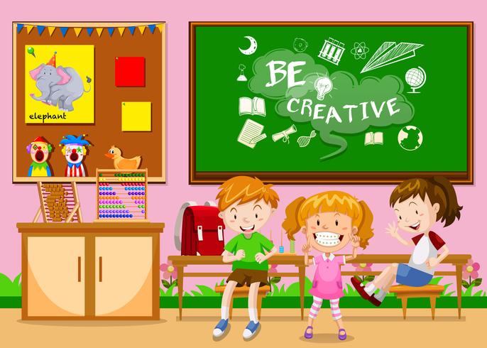 Children learning in the classroom vector