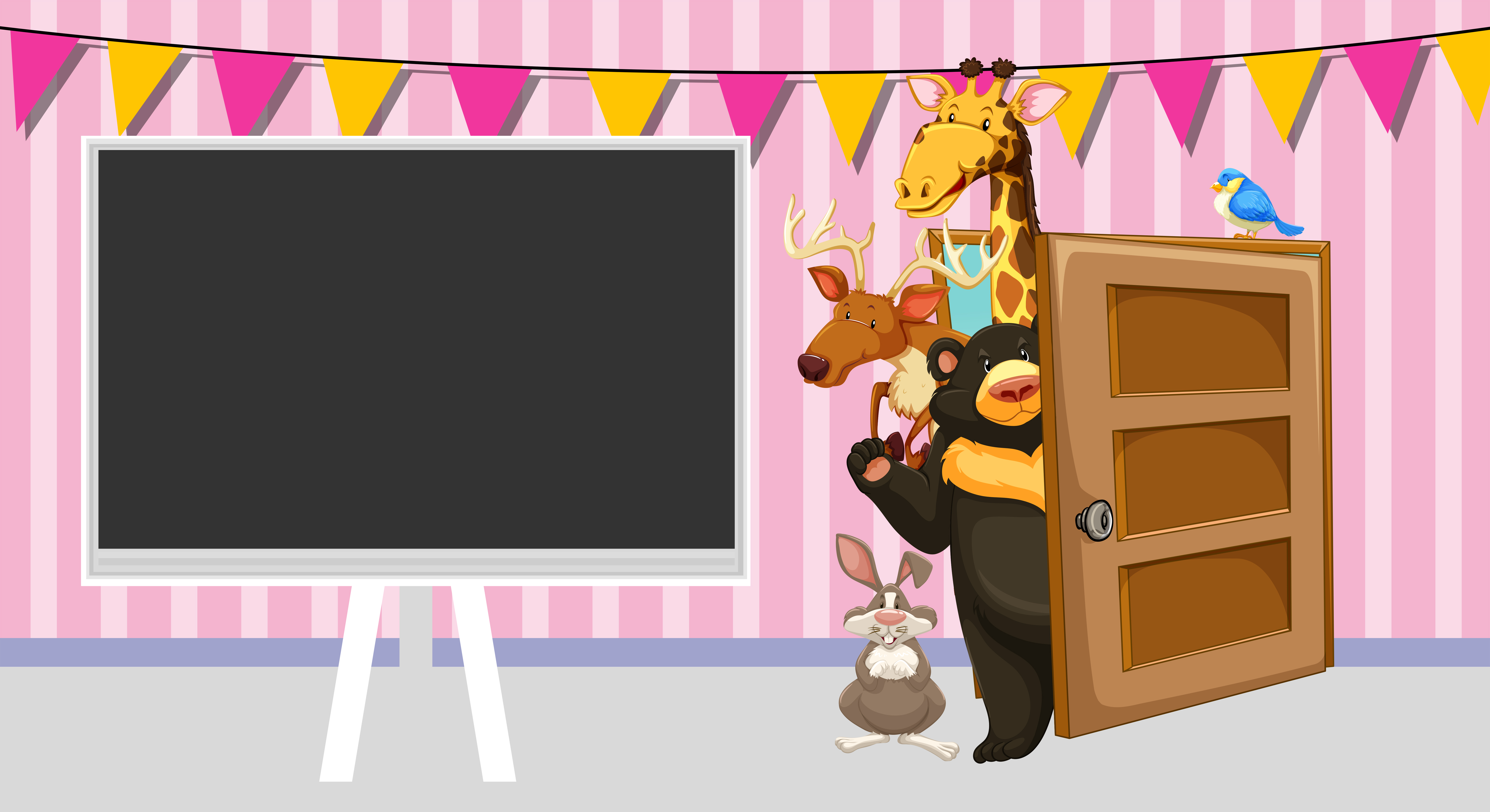 Wild animals walking into classroom 366045 Vector Art at Vecteezy