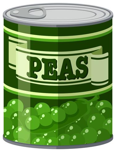 Green peas in aluminum can vector