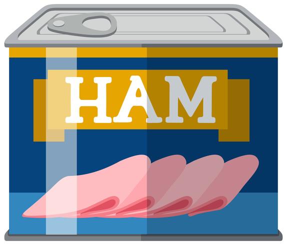 Sliced ham in aluminum can vector