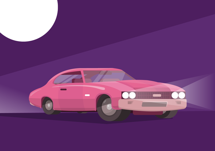 Classic Retro Car Flat Vector Illustration