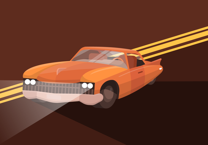 Classic Retro Muscle Car Flat Vector Illustration