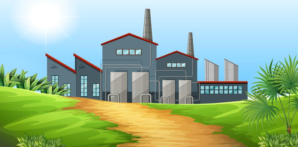 Factory building in the field vector