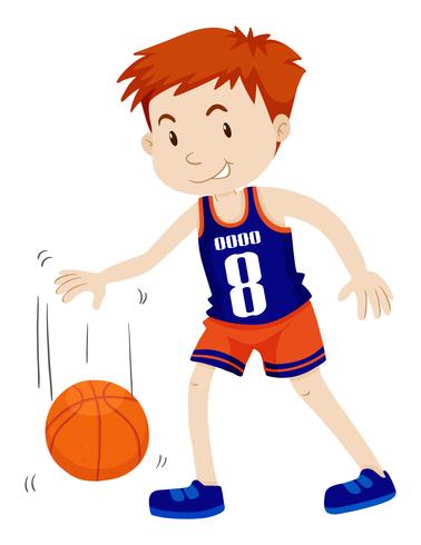 Hombre jugando baloncesto solo vector