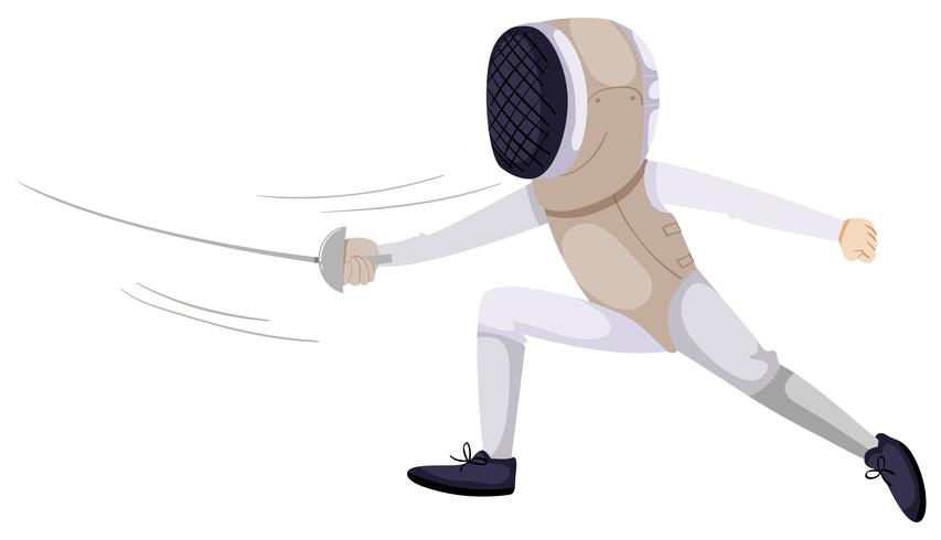 Person doing fencing with sword vector