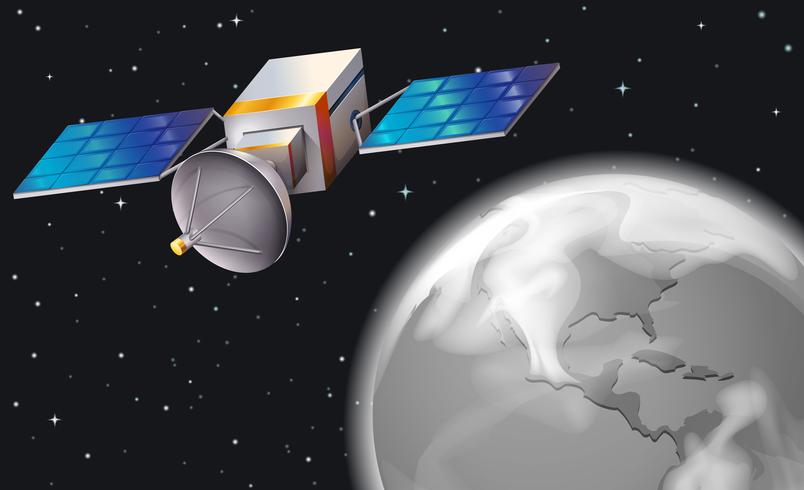 A satellite in the outerspace vector