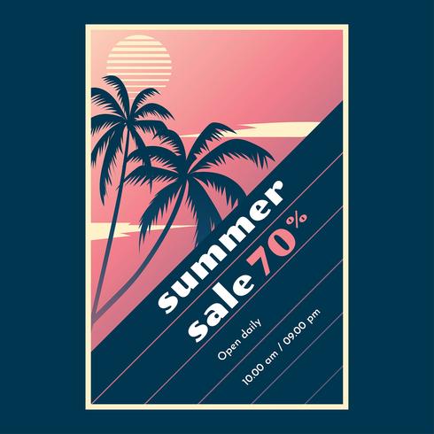 Retro Poster Sky Beach Sale Template vector