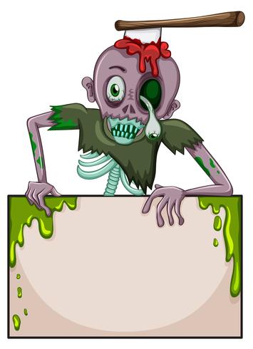 A zombie holding an empty signboard vector