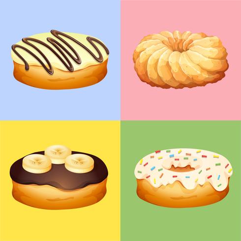 Cuatro sabores de donuts vector