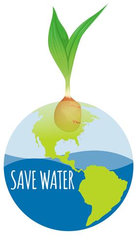 Save water diagram with earth and plant vector