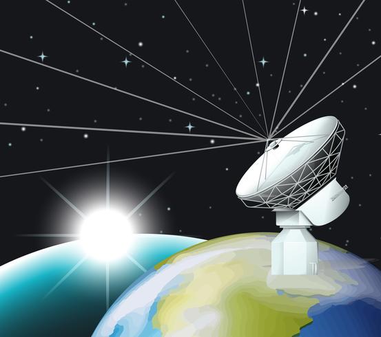 Satellite dish on earth vector