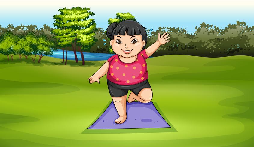 An Asian girl exercising vector