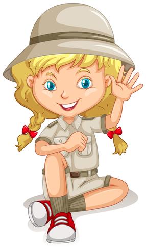 Little girl in scout uniform vector