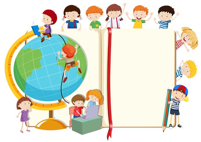 Children with globe and book vector