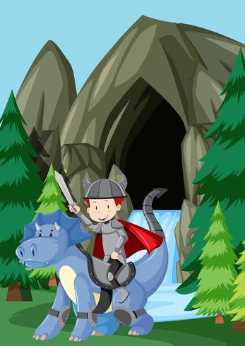 A prince riding dragon in nature vector