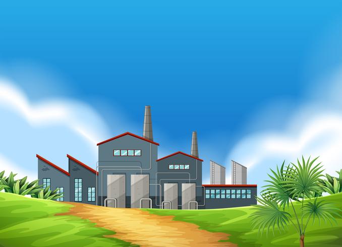 A factory scene in nature vector