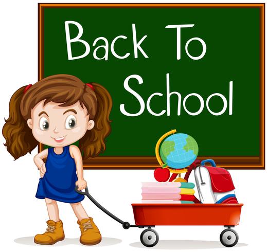 Girl and back to school sign vector