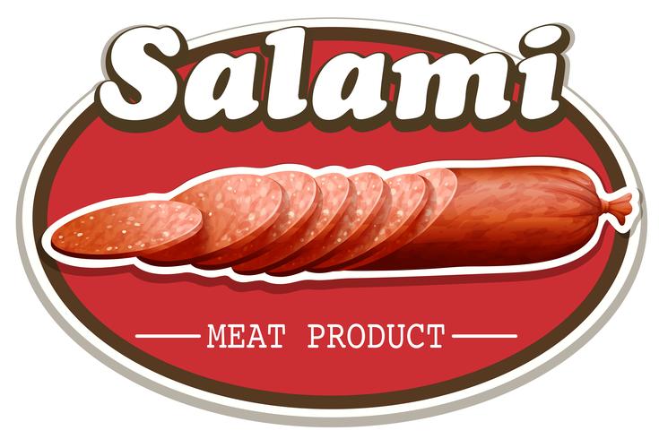 Salami food label on white