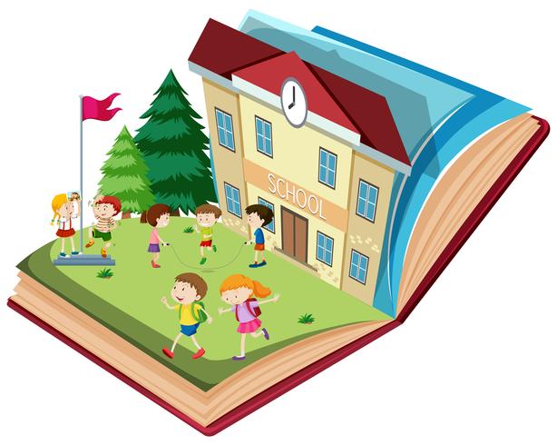 Student at school open book theme vector