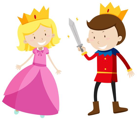 Prince and princess looking happy vector