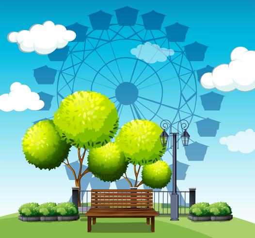 Public park with ferris  wheel in background vector