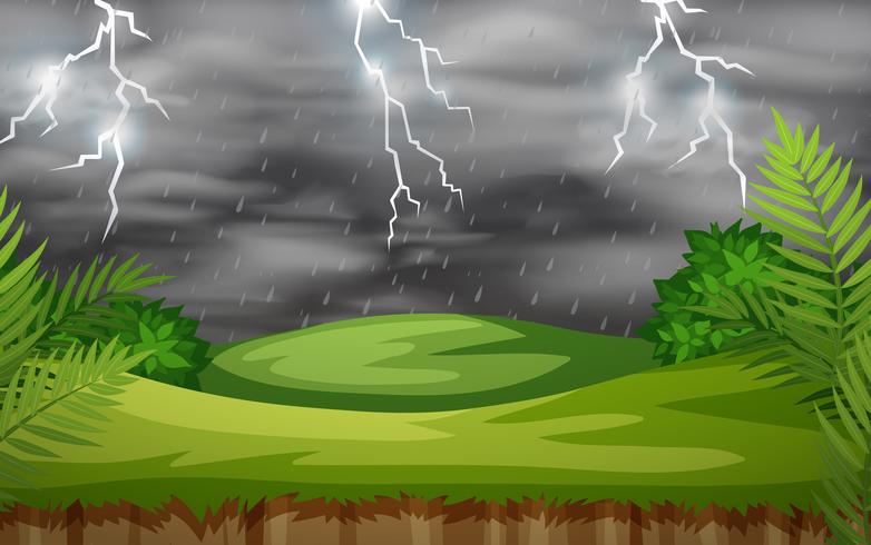 A thunderstorm nature scene vector