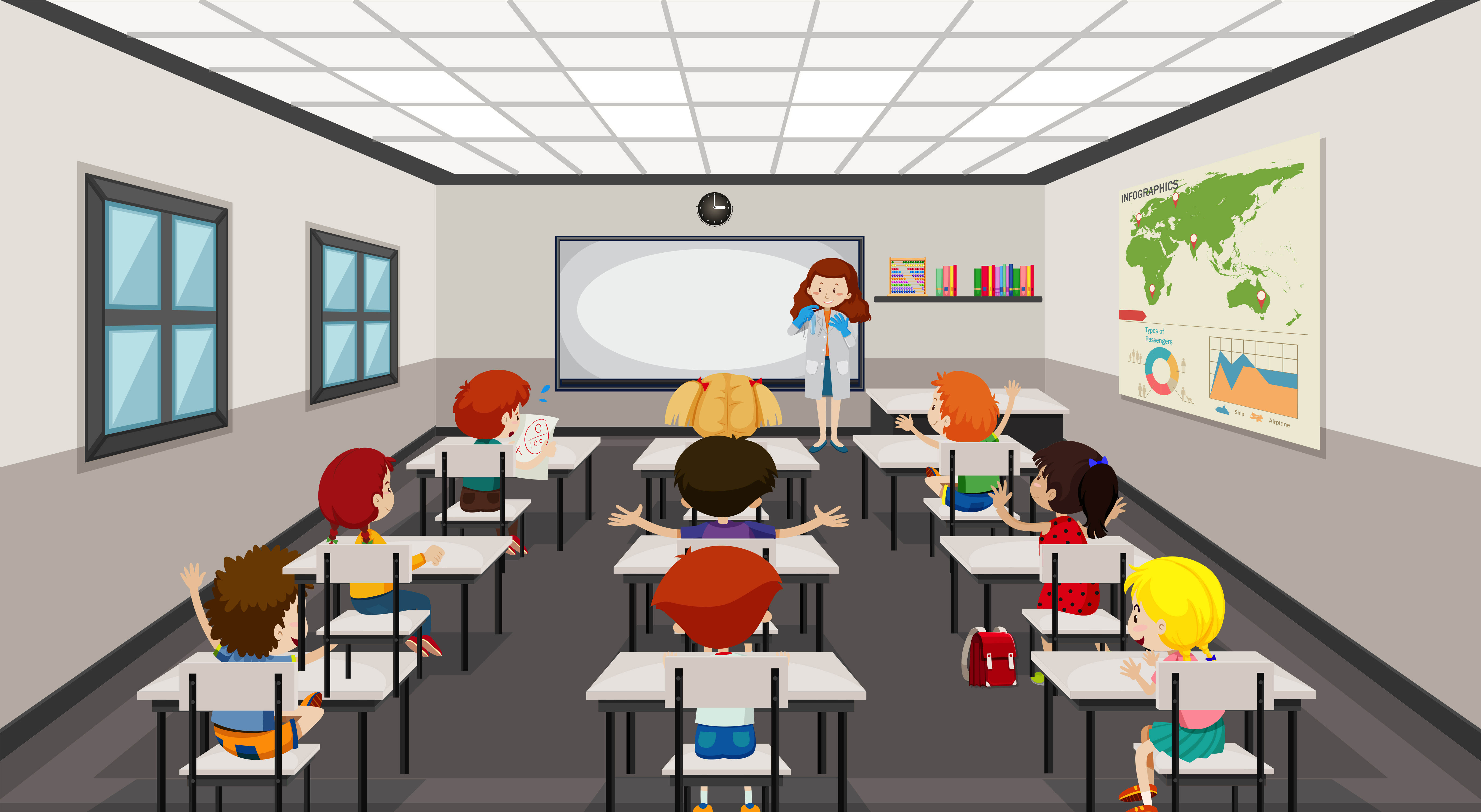 Students in modern classroom - Download Free Vectors ...