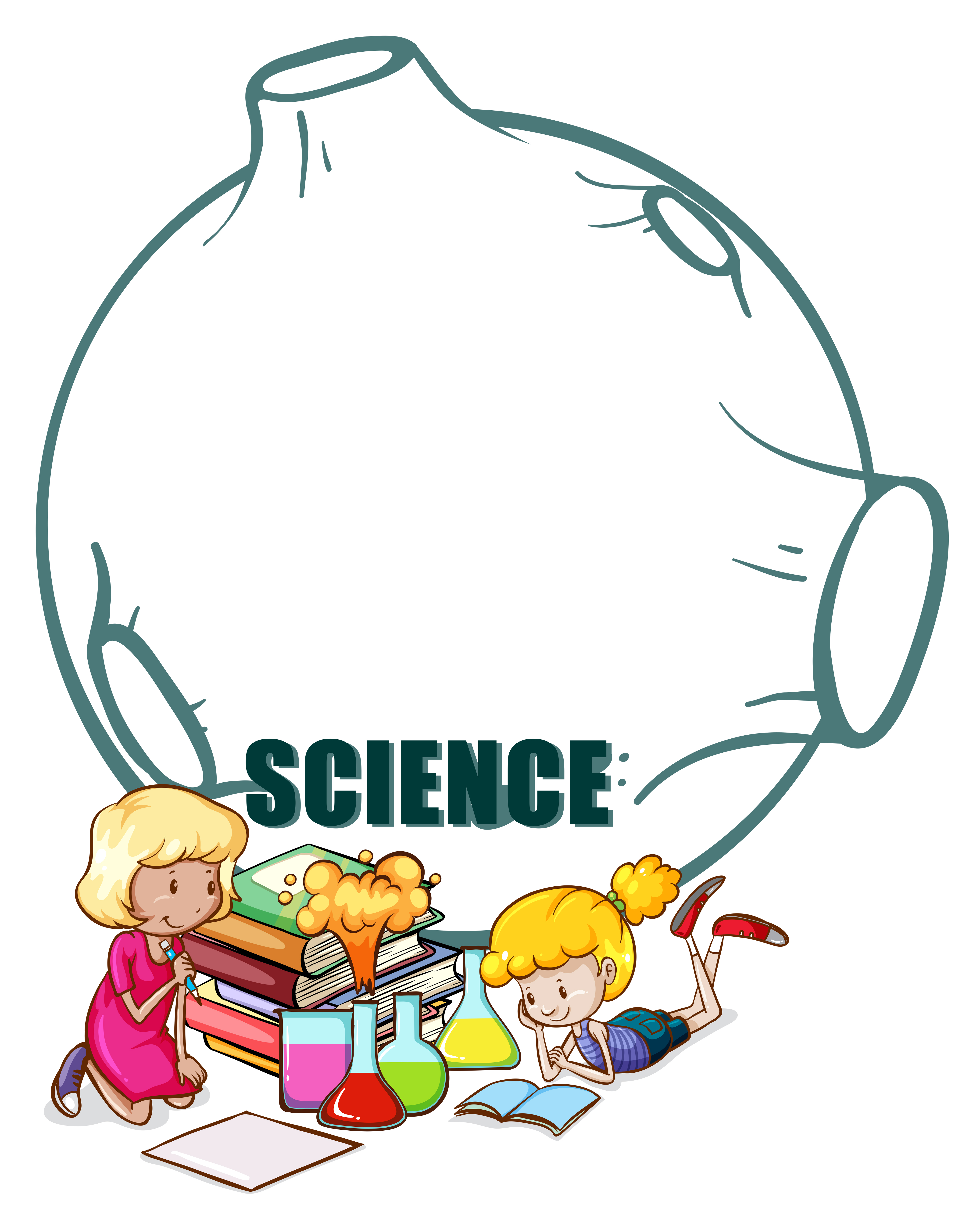 Two girls and science equipment 366819 Vector Art at Vecteezy