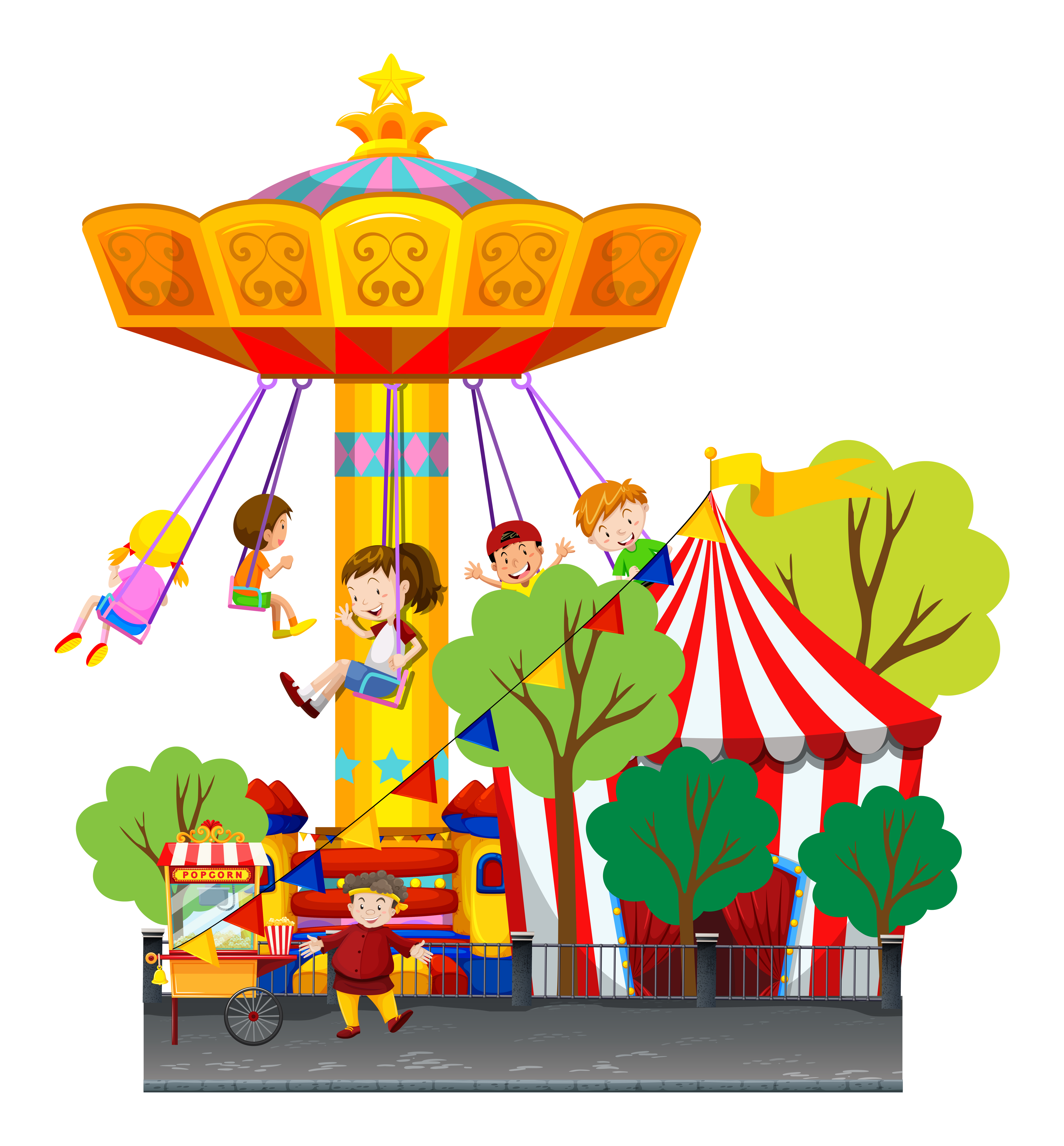 Swing ride at the theme park 366937 Vector Art at Vecteezy