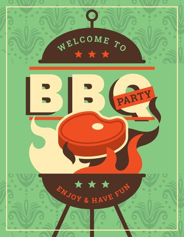 Retro BBQ poster vector