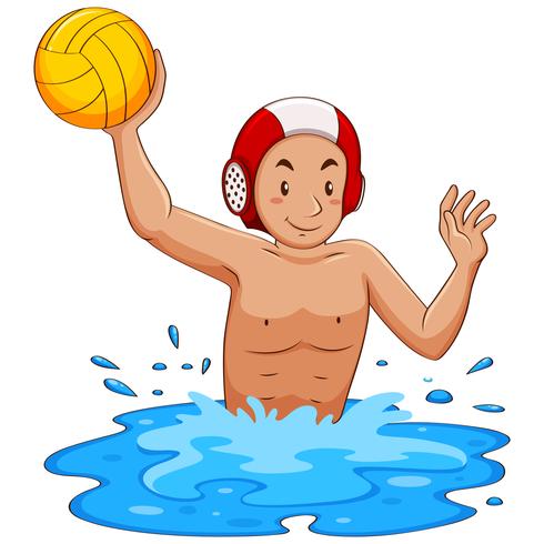 Man playing water polo in the pool vector
