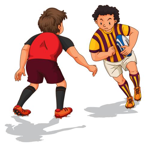 Dos personas haciendo rugby vector