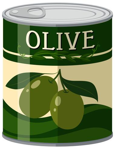 Olives in aluminum can vector