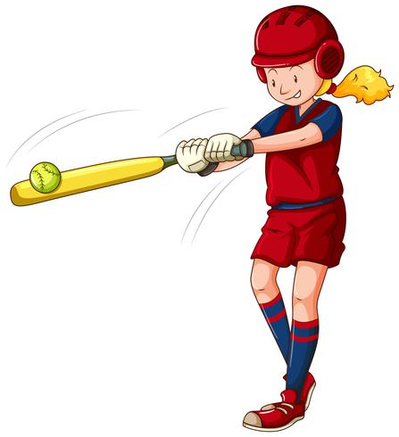 Woman athlete playing softball vector