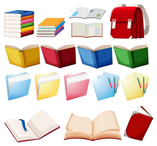 Set of book object vector