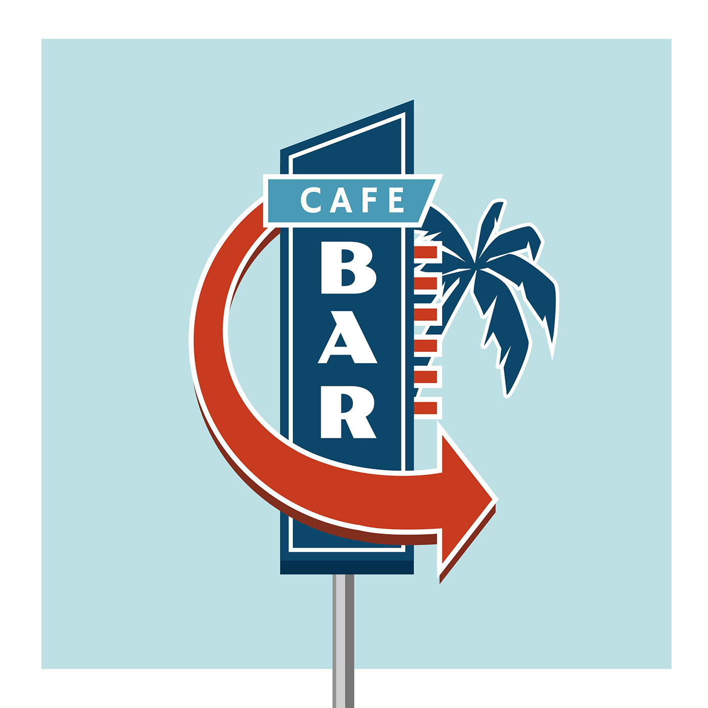 Download Cafe Bar Retro Sign 367001 Vector Art at Vecteezy