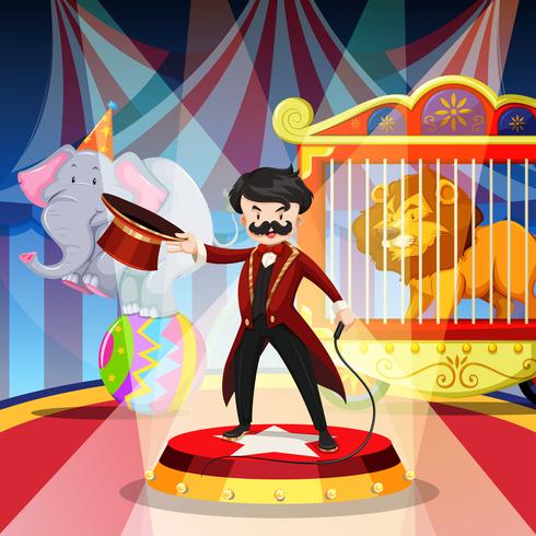 Ring master and animal show vector