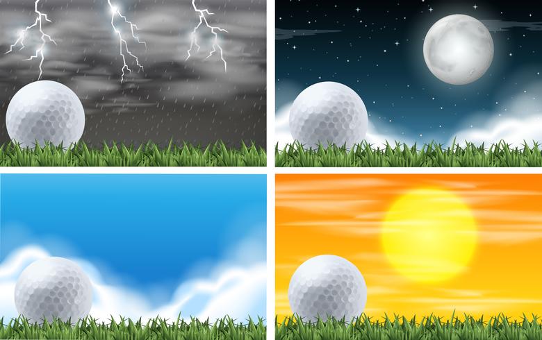 Set of gold field different weather vector