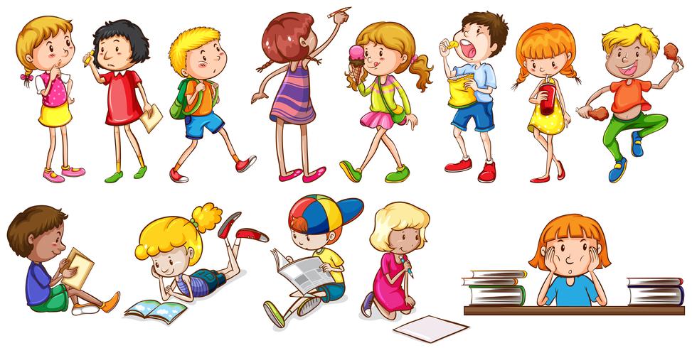 Kids engaging in different activities vector