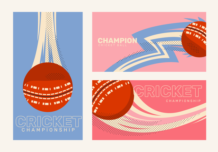 Retro Classic Cricket Ball Banner Vector