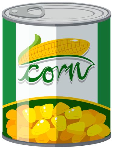 Corn in aluminum can vector