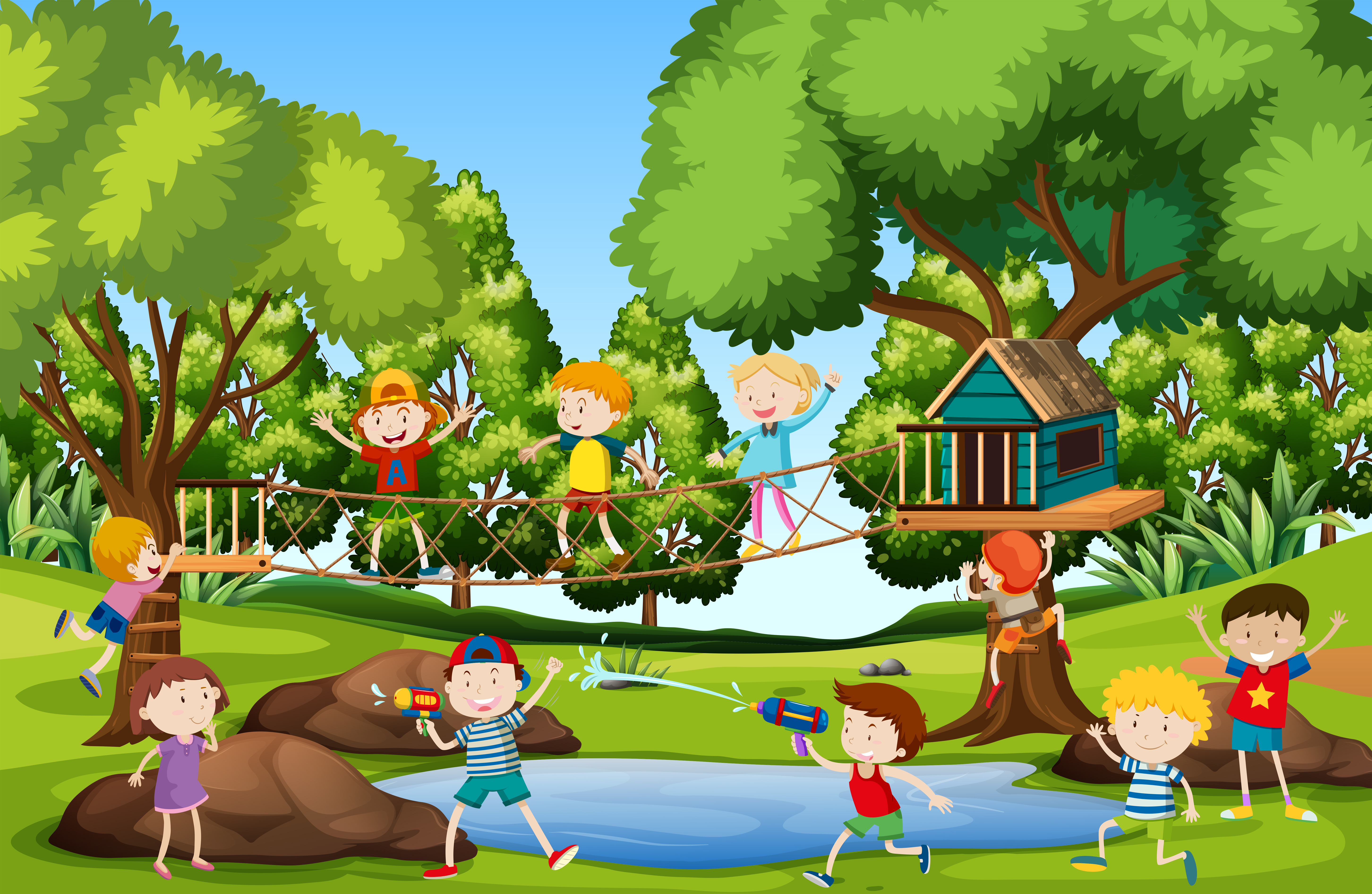 Children playing at playground 367151 Vector Art at Vecteezy