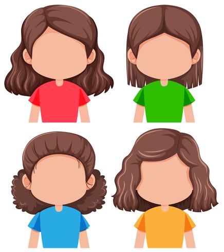 Conjunto de diferente chica sin rostro vector