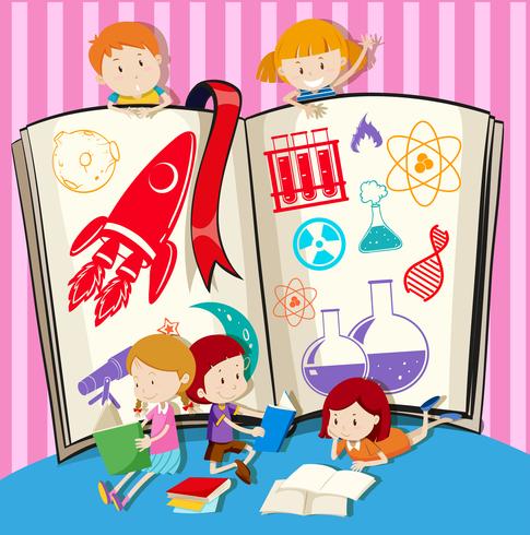 Children and science book vector